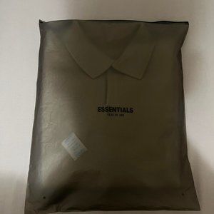 FEAR OF GOD ESSENTIALS Green Knit Long Sleeve Polo